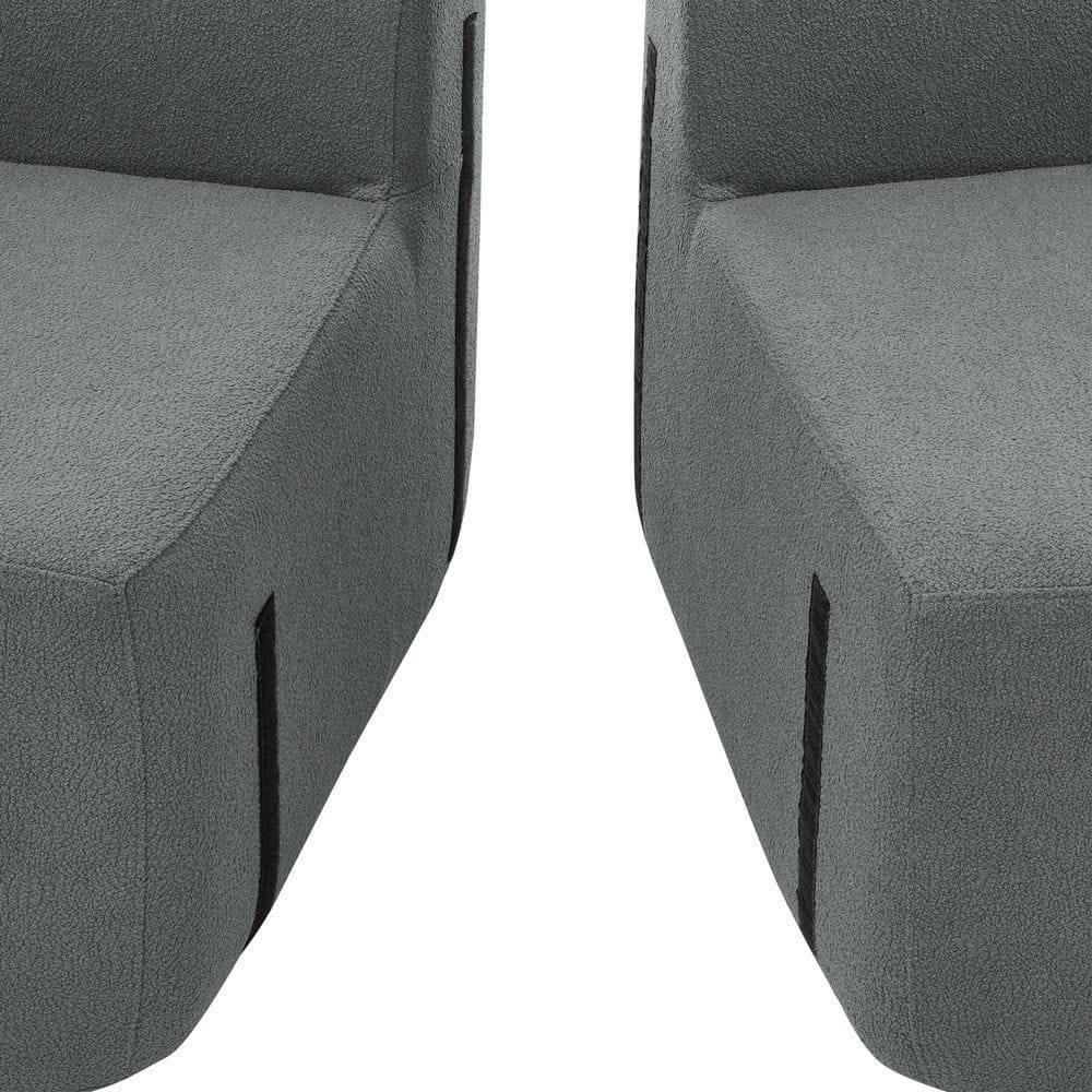 Alt View 10. Kadyn - Curved Modular Sectional Sofa, Lamb's Wool Fabric in Minimalist Design, No Assembly Required, Gray - Gray.