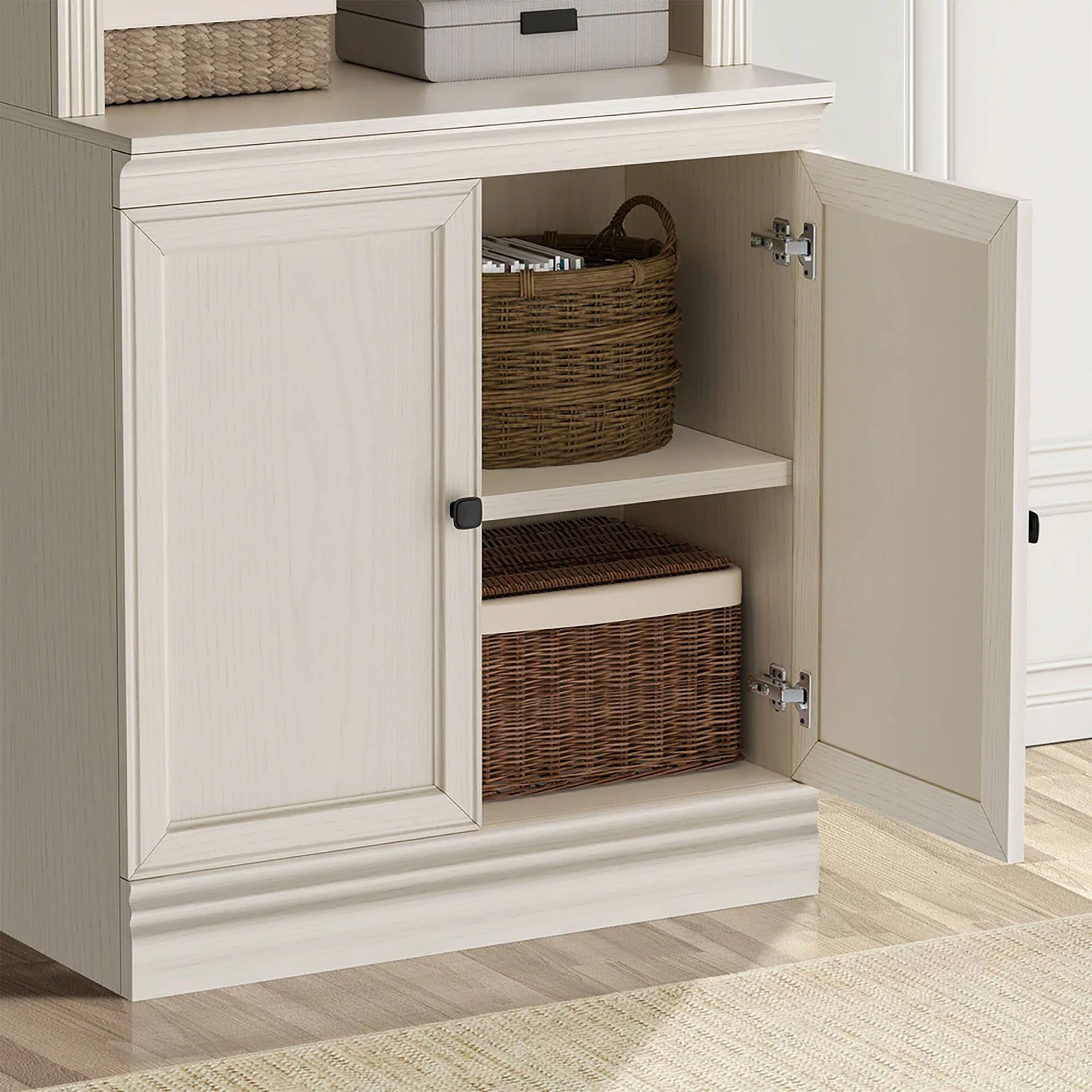 Alt View 8. VAUXHILL & CO. - VAUXHILL & CO. Halston Multi-Depth Bookcase, Adjustable Shelving Unit, Doors, Cream - Cream.