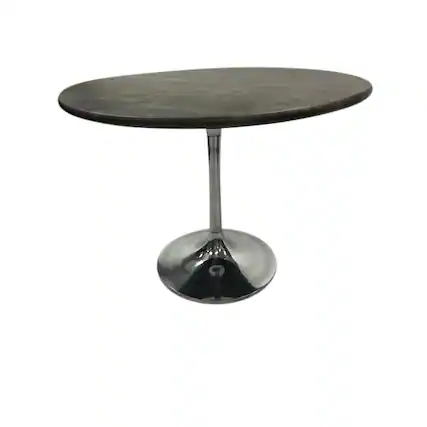 Front. Carolina Chair & Table - Alden Wood Top 36" Round Dining Table - Fog Gray Top - Chrome Base - Grey.