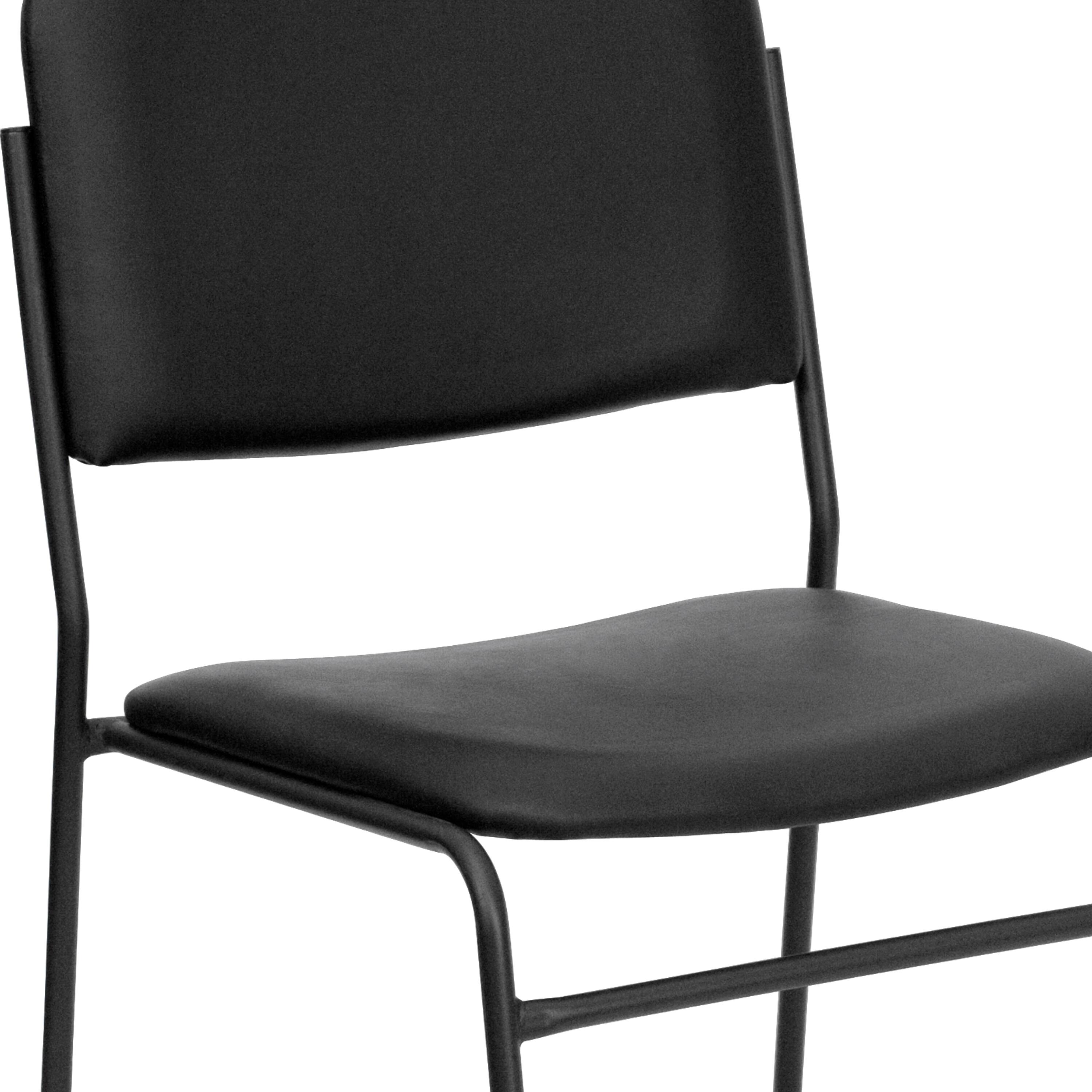 Alt View 9. Emma + Oliver - 5 Pack 500 lb. Capacity High Density Stacking Chair with Sled Base - Black Vinyl/Black Frame.