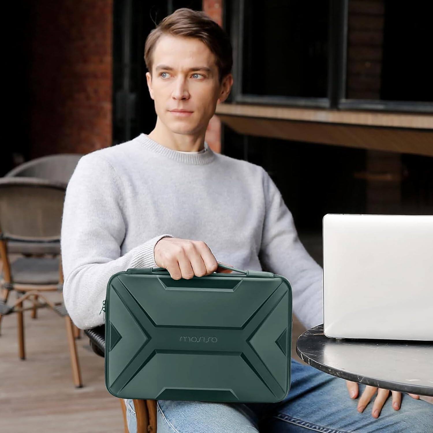 Alt View 2. mosiso - Laptop Sleeve 15-15.6 inch Waterproof Shockproof EVA Hard Shell Laptop Case for MacBook Pro 16 HP Dell - Emerald Green.