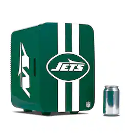 Ukonic NFL New York Jets 15-Can Mini Fridge 10L AC/DC Portable Refrigerator, Official Team Logo for Home, Office & Car - Green