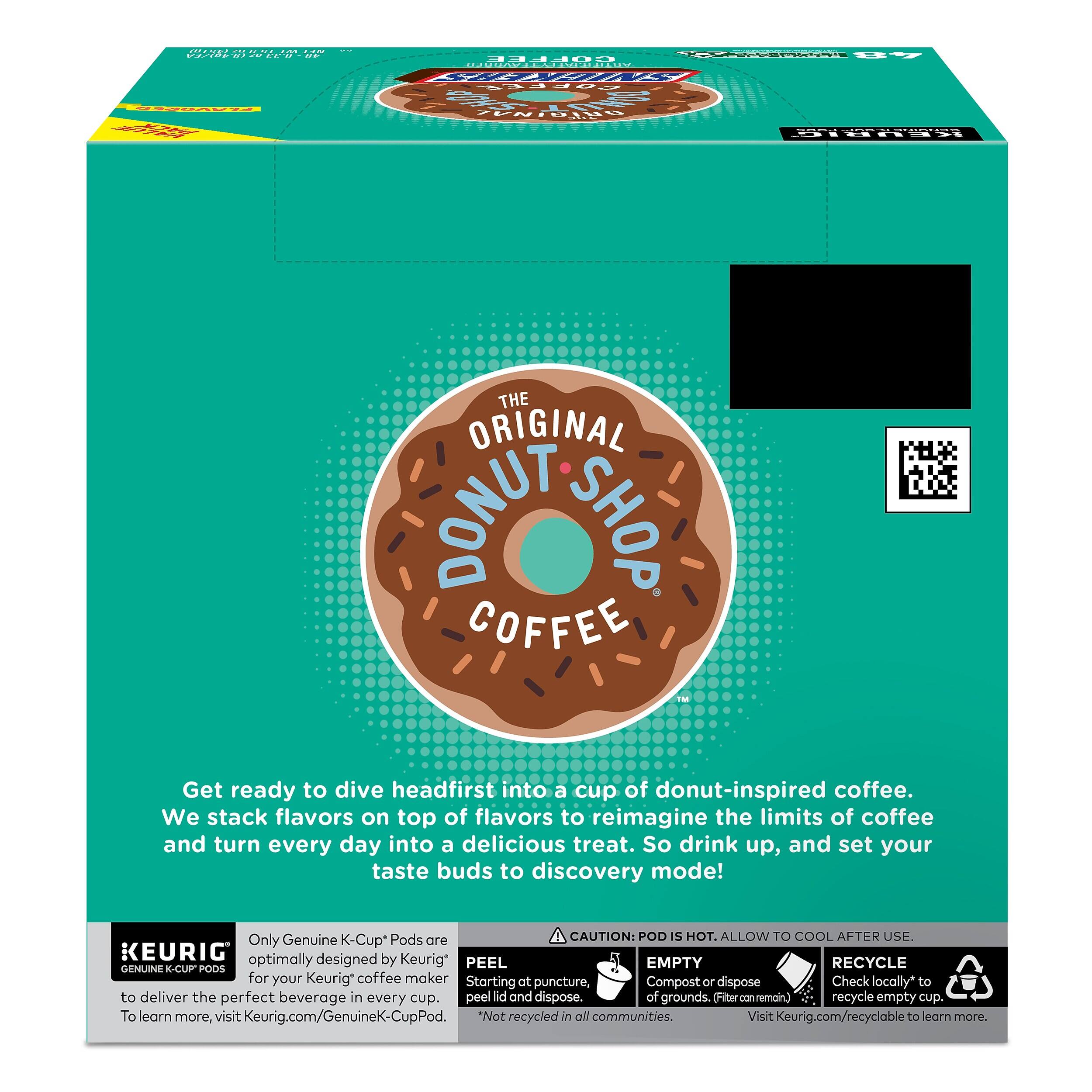 ININKI 59% NI IM UN AGIZEA w WAY WE

. COFF AVORED EAR TAIDE ARTIF
48
FLAVORED PACK
COFFEE DO, ORIGINAL
KEURIG
THE ORIGINAL DONUT COFFEE SHOP Get ready to dive headfirst into a cup of donut-inspired coffee. We stack flavors on top of flavors to reimagine the limits of coffee and turn every day into a delicious treat. So drink up, and set your taste buds to discovery mode!
Genuine K-Cup* Pods CAUTION: POD IS HOT. ALLOW TO COOL AFTER USE. Only are KEURIG designed by optimally Keurig PEEL EMPTY RECYCLE GENUNE K-CUP PODS for your Keurig* coffee maker Starting atpuncture, Compost or dispose Check locally* to to deliver the perfect beverage in every cup. peel lid and dispose. of grounds. (Fiter conremain.) recycle empty cup. To learn more, visit Keurig.com/GenuineK-CupPod. *Not recycled in all communities. Visit Keurig.com /recyclable to earn more.