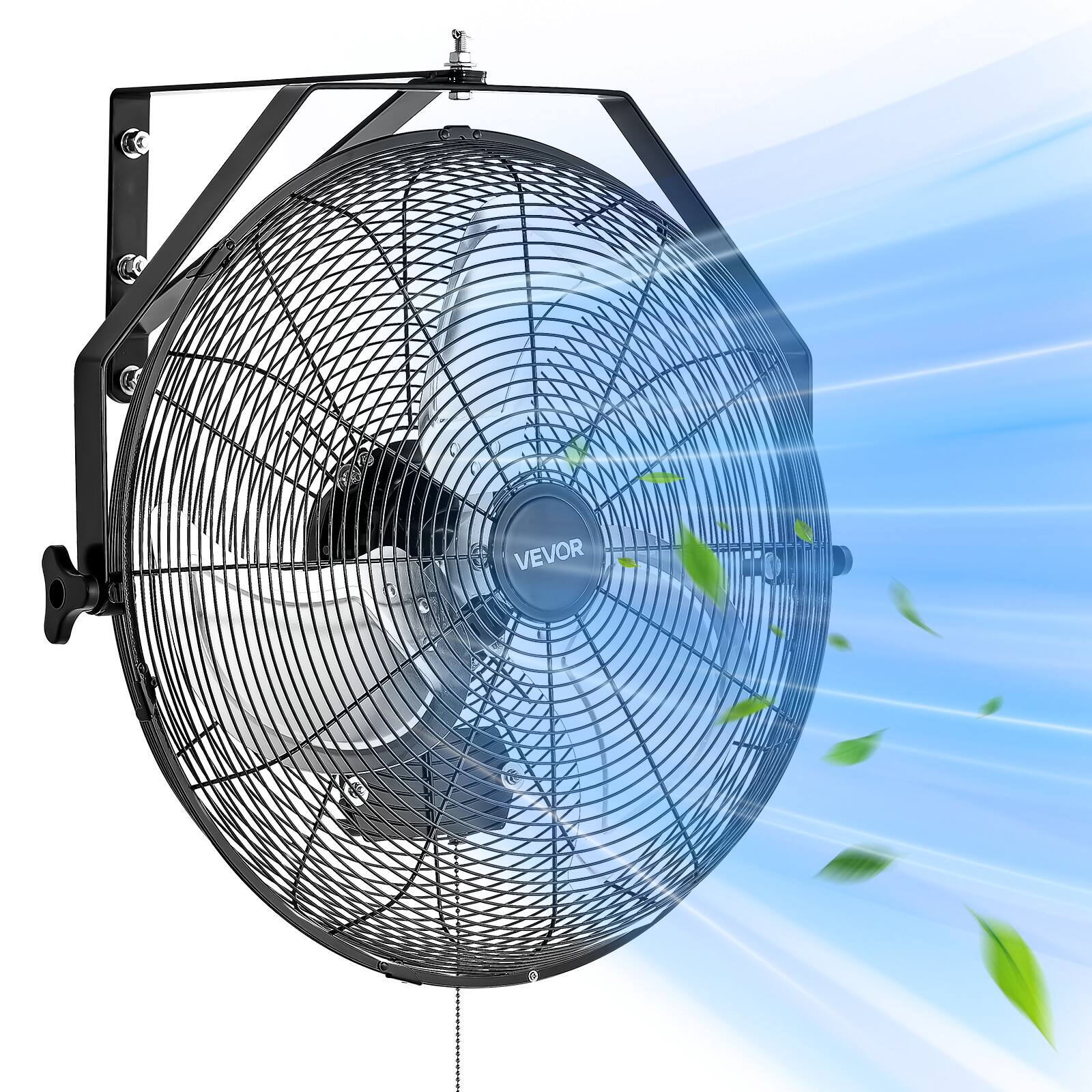 Front. VEVOR - 18 Inch Industrial Wall Mount Fan, High Velocity 4000 CFM Indoor Fan with 3 Speeds, Powerful Motor Garage Wall Fan - Black.