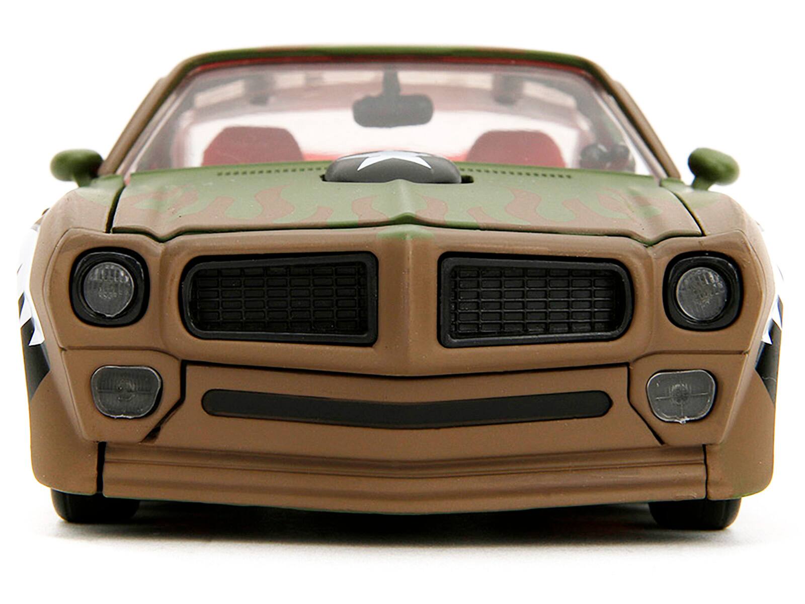 Alt View 5. Jada - 1972 Pontiac Firebird #9 Green Camouflage Flames with Graphics and Red Interior "Bigtime Muscle" 1/24 Model Car by Jada - Multicolor.