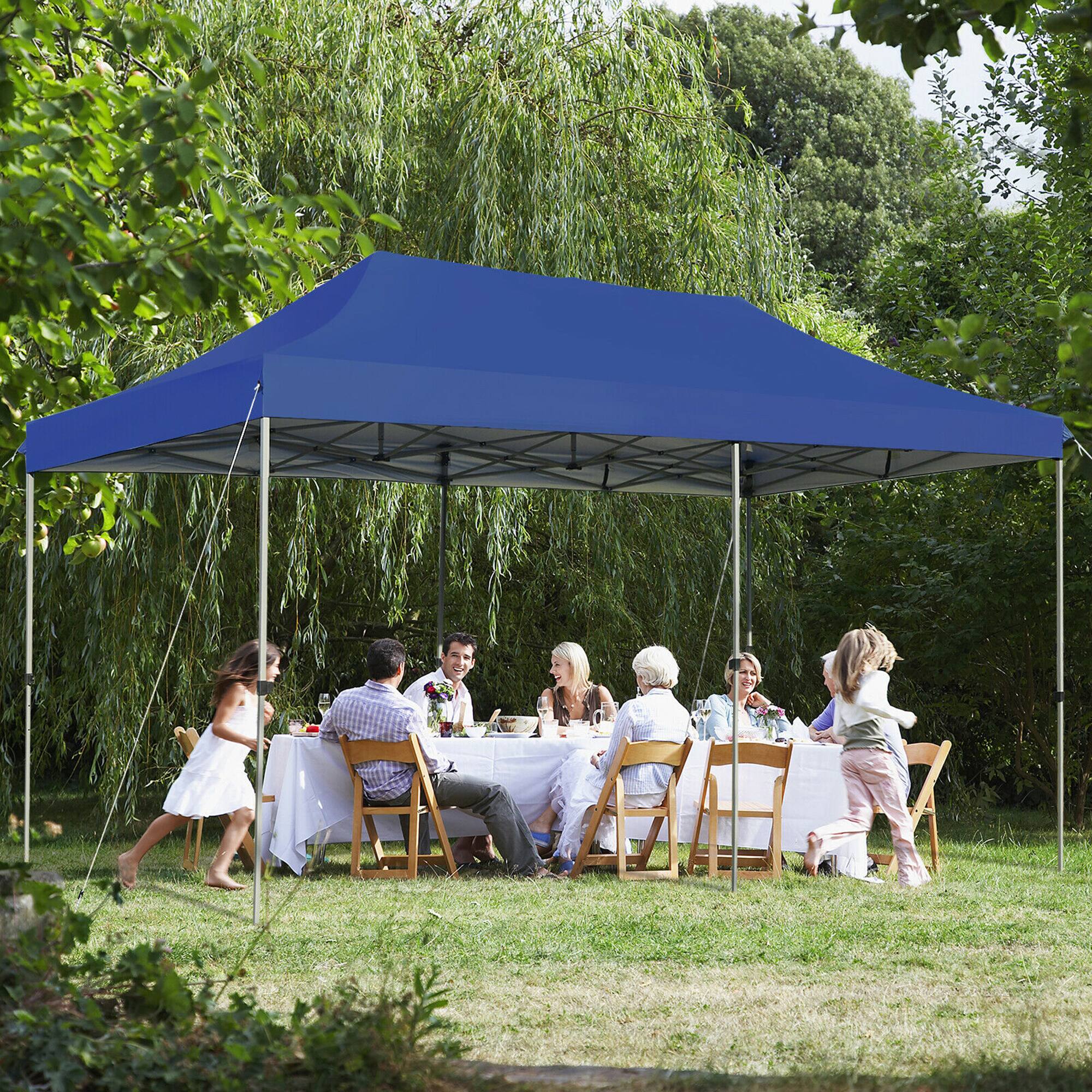Alt View 3. Gymax - Gymax 10'x20' Pop up Canopy Tent Folding Heavy Duty Sun Shelter Adjustable W/Bag Blue - Blue.