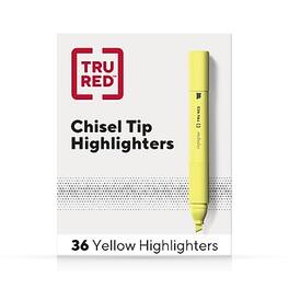 TRU RED - Tank Highlighter with Grip, Chisel Tip, 36/Pack - Yellow