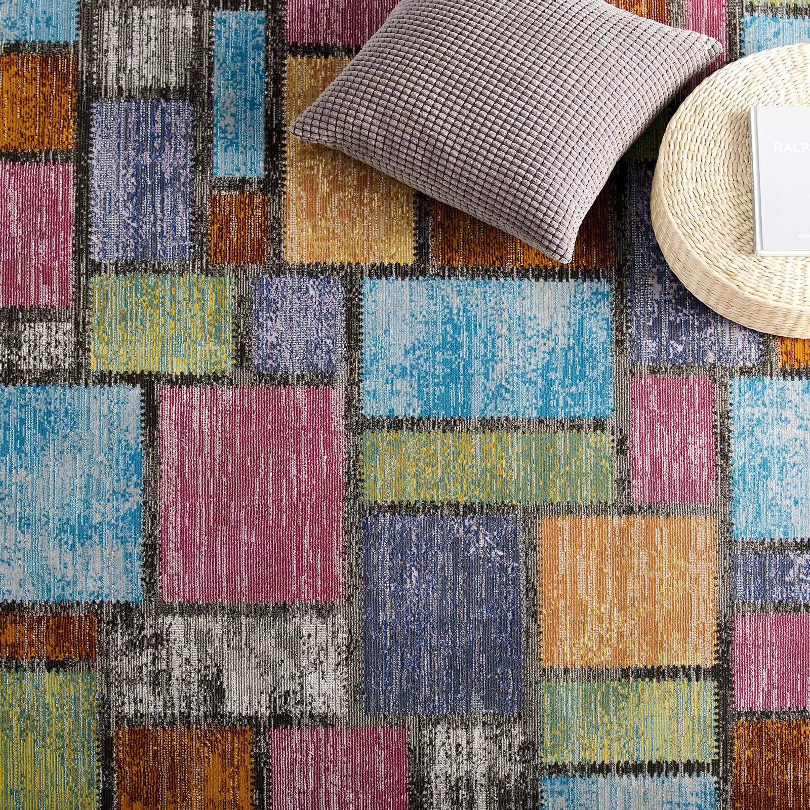 Left. Modway - Success Nyssa Abstract Geometric Mosaic Area Rug - Multicolored.