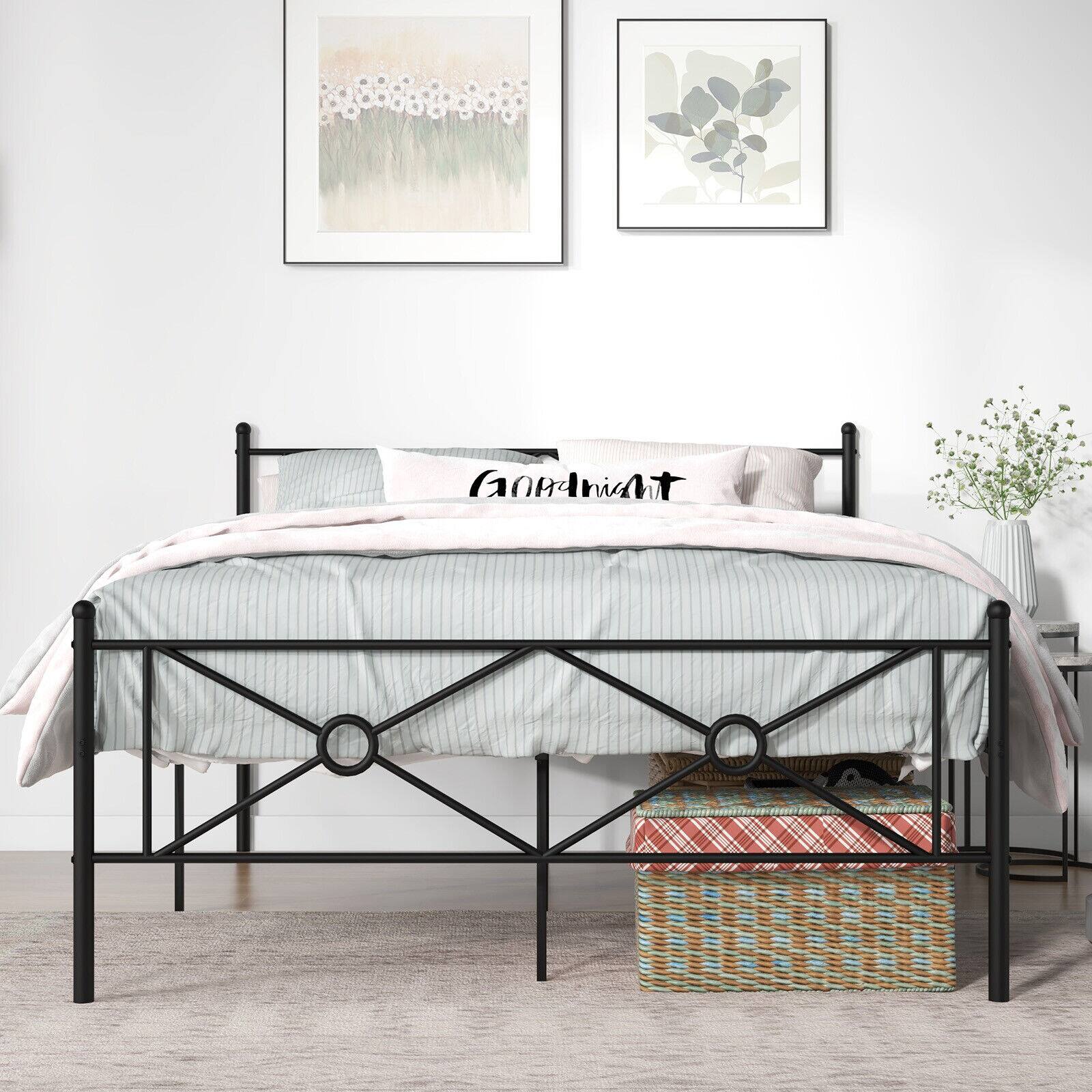 Alt View 2. SlickBlue - Metal Platform Bed Frame with Headboard and Footboard for Bedroom - Black.