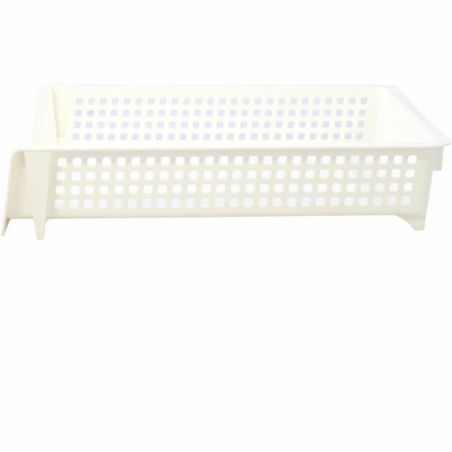 Angle. Business Source - Business Source Stackable Letter Tray Stackable Front Loading Black Plastic - Black.