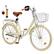 Angle. Topteng - 24" Beach Cruiser Bike for Men/Women with Cup Holder, High Carbon Steel Frame, Dual Brakes, Rear Rack and Basket, Yellow - Yellow.