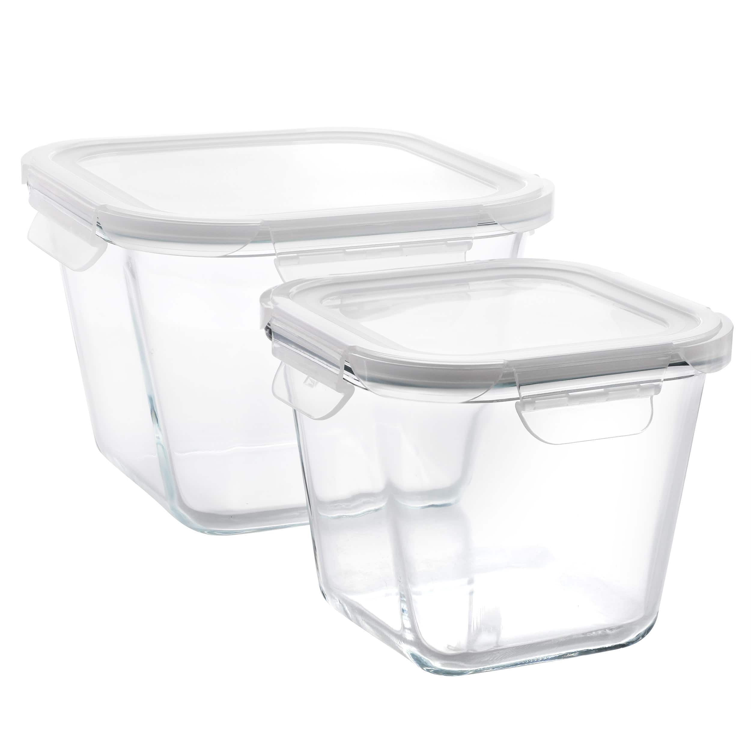 Gibson - Home House Specials 4 Piece Borosilicate Glass Square Storage Container Set with Snap Lids - Clear