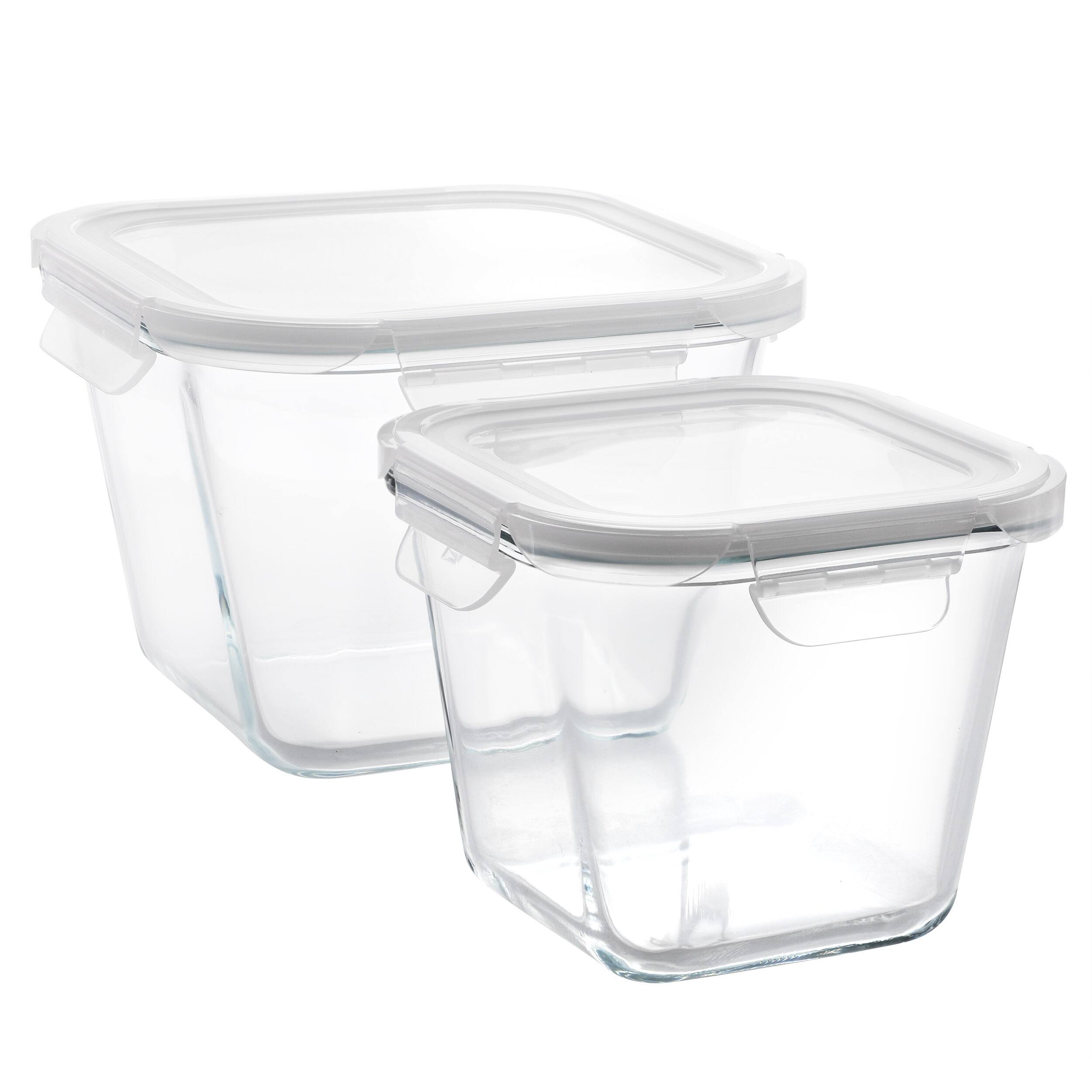 Front. Gibson - Gibson Home House Specials 4 Piece Borosilicate Glass Square Storage Container Set with Snap Lids - Clear.