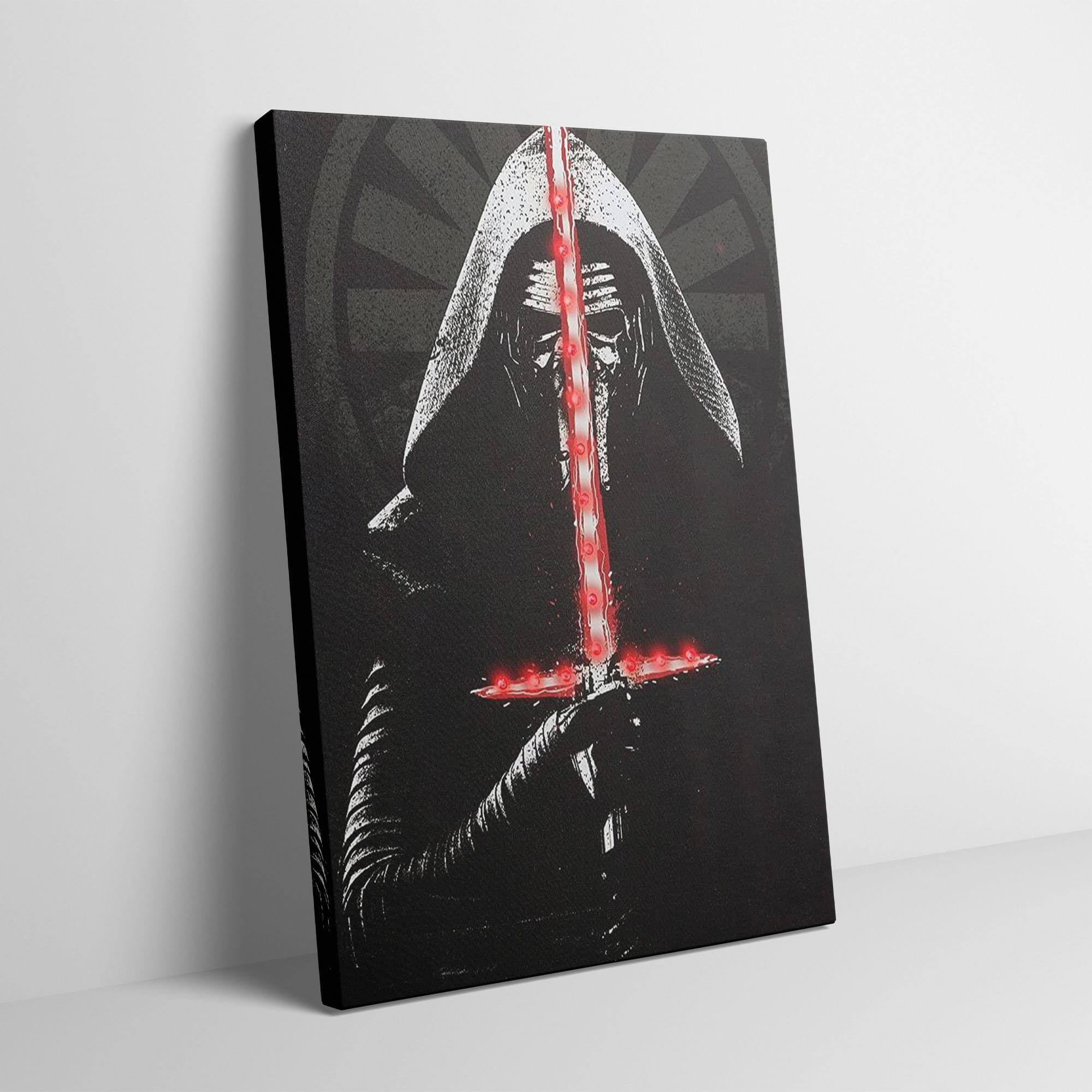 Alt View 1. Star Wars - Star Wars Kylo Ren Illuminating Canvas Wall Art - Black.