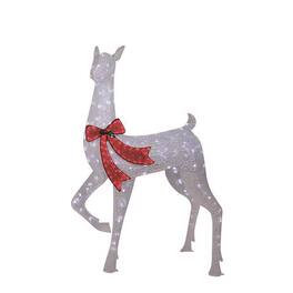 Celebrations - LED Warm White Reindeer 50 in. Yard Decor - White | Red