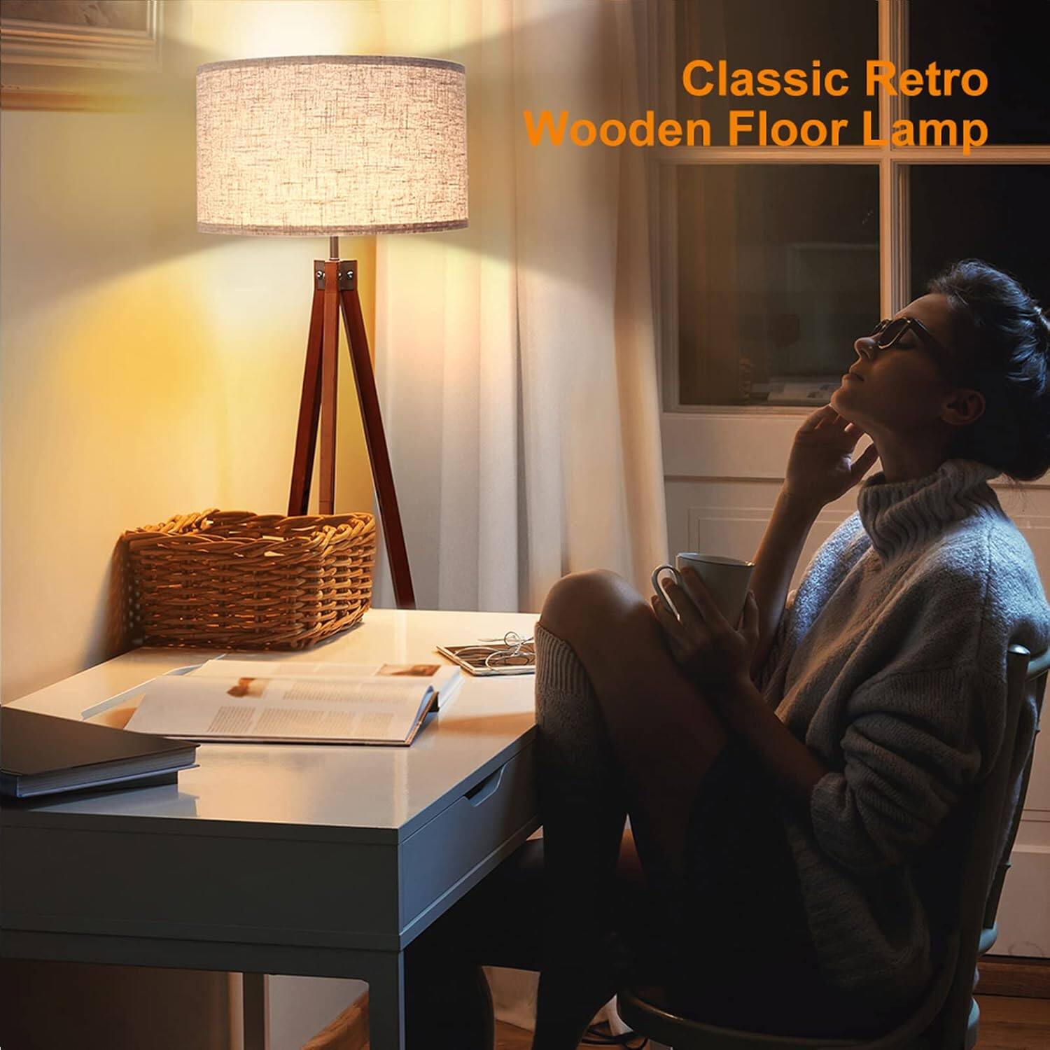 Classic Retro Wooden Floor Lamp