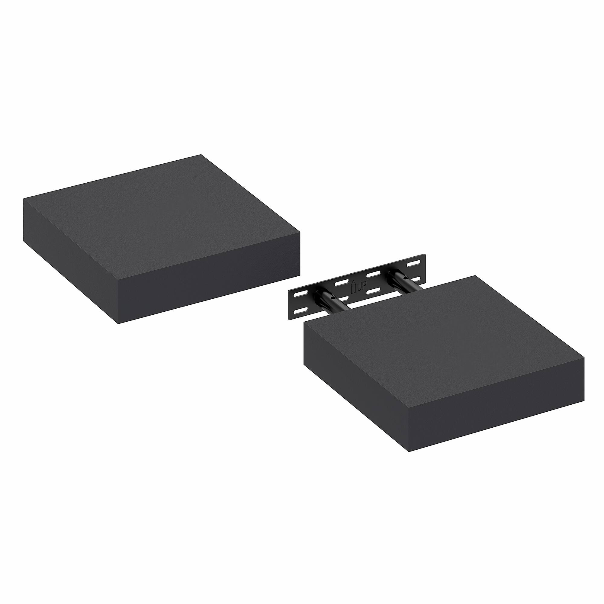 Alt View 3. Furinno - TANNA Set of 2 Floating Shelves for Wall, 9 x 9 Wall Shelf, Wall Mounted Shelf with Invisible Bracket, 2-in Thick - Americano.