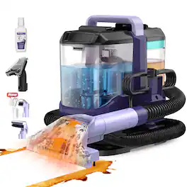 INSE - Carpet Cleaner, 30Kpa Fabric Handheld Cleaner Easy Touse Machine, Deep Cleaner for Pets, Sofa, Carpets, Car Seats - Purple