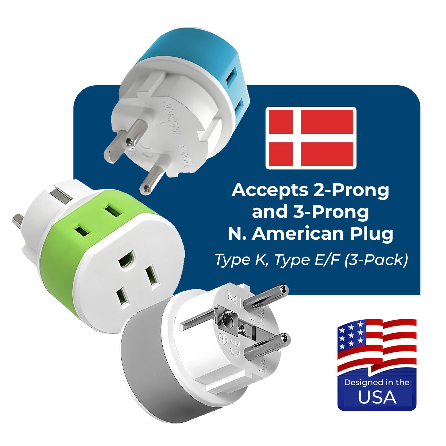 N 10//260V 10/ K TypoK Accepts 2-Prong and 3-Prong N. American Plug Type K, Type E/F (3-Pack) I 4 10-0 edi Designed in the USA

Corrected text:
N 10//260V 10/ K TypoK Accepts 2-Prong and 3-Prong N. American Plug Type K, Type E/F (3-Pack) I 4 10-0 edi Designed in the USA