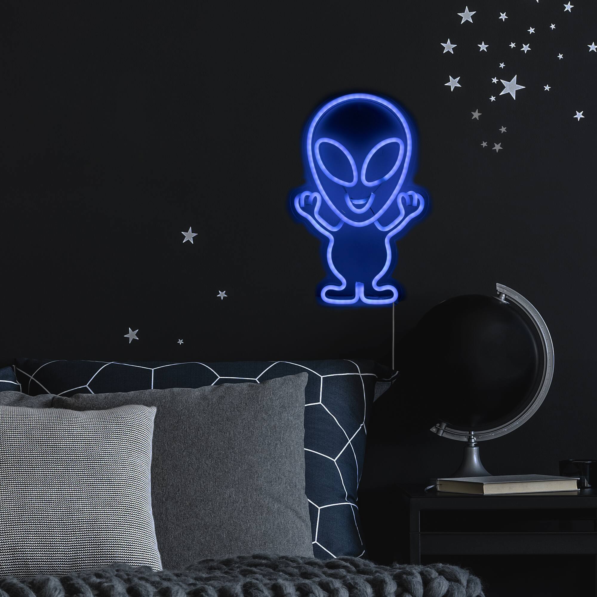 Alt View 2. Northlight - LED Alien Neon Lighted Wall Art - 16.75" - Blue.