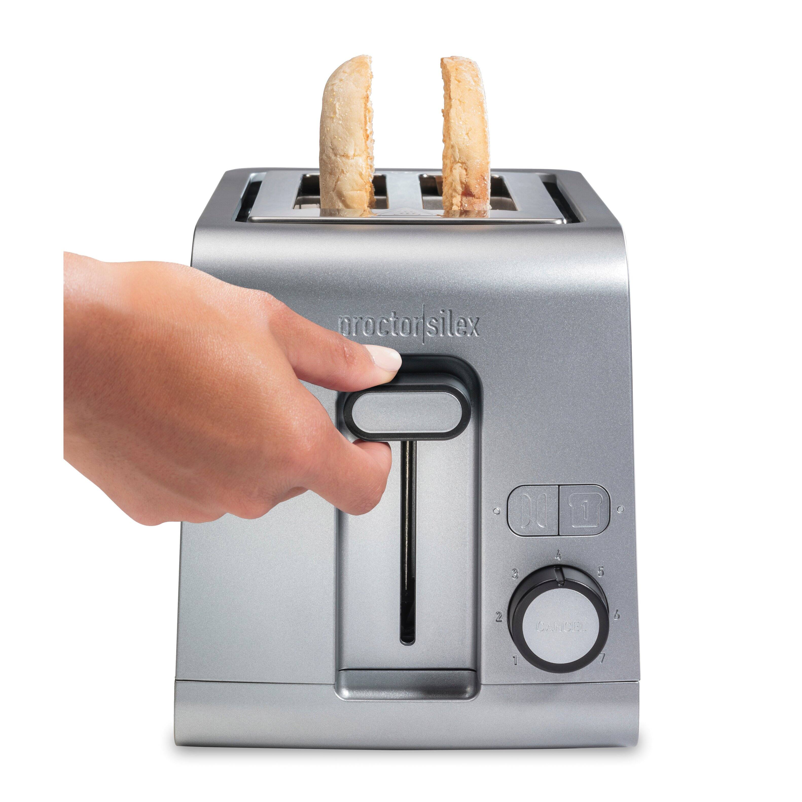 Left. Proctor Silex - Proctor Silex Sure-Toast 2 Slice Toaster - SILVER.