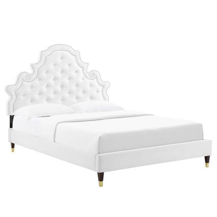 Front. Modway - Gwyneth Tufted Performance Velvet Queen Platform Bed - White.