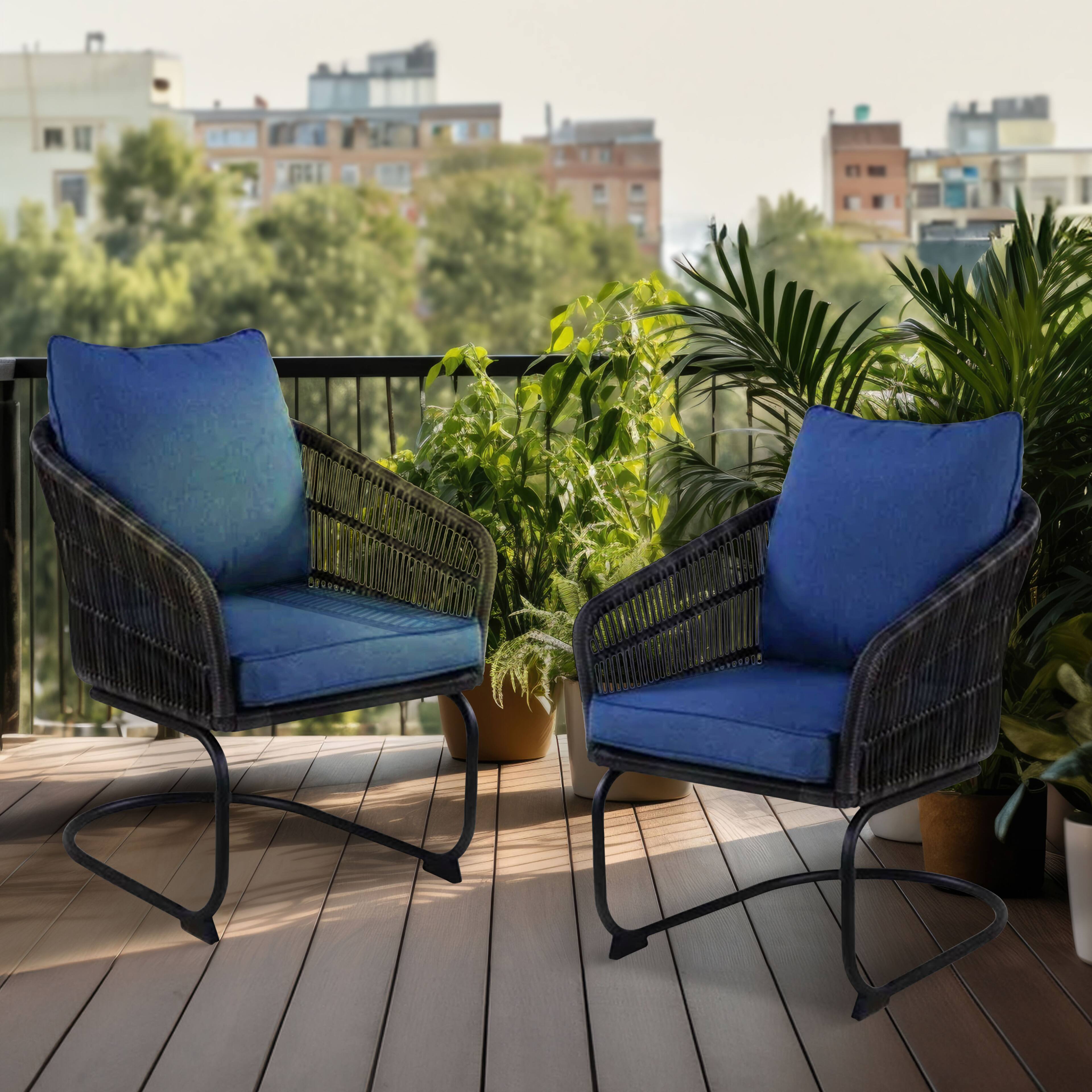 Alt View 3. Four Seasons Courtyard - Four Seasons Courtyard Adelaide Set of 2 C Spring Cushioned Dining Chairs, Blue - Blue.