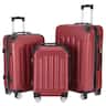 Winado - 20"/24"/28" 3-Piece Hardshell Carry-On Luggage Set, Lightweight ABS Suitcase with Spinner Wheels & TSA Lock - Wine Red