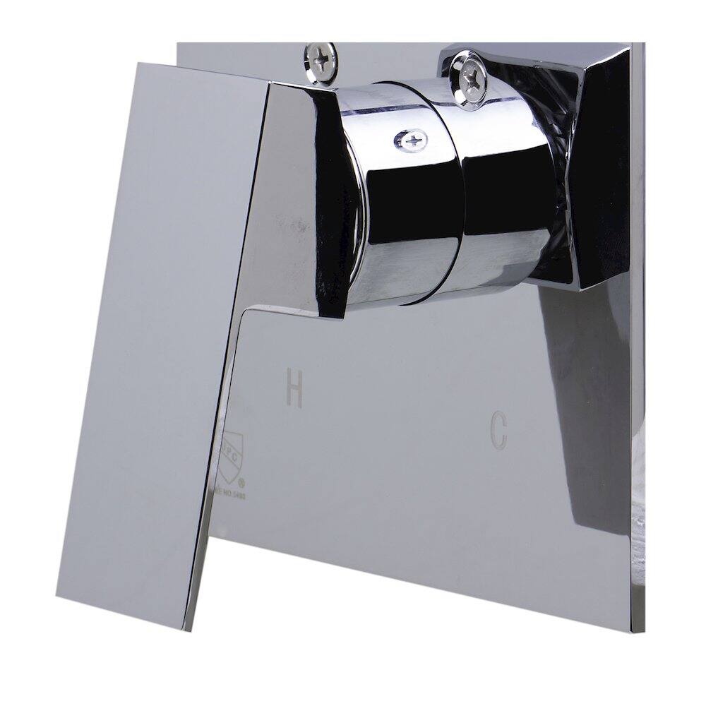 Left. Alfi - Polished Chrome Shower Valve Mixer With Square Lever Handle - Silver.