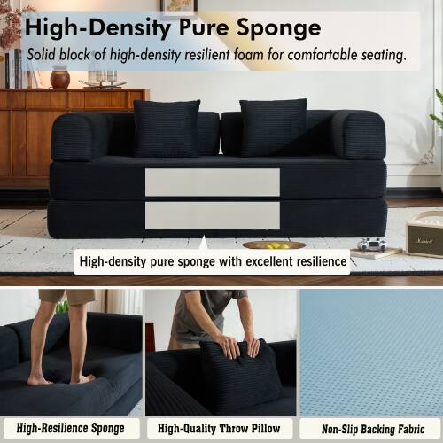 High-Density Pure Sponge  
Solid block of high-density resilient foam for comfortable seating.  

High-density pure sponge with excellent resilience  

High-Resilience Sponge  
High-Quality Throw Pillow  
Non-Slip Backing Fabric