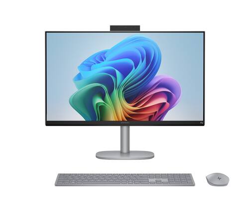 Front. HP - HP OmniStudio X All-in-One Computer 27" FHD Intel Core Ultra 7, 16 GB;1 TB SSD - Meteor silver.