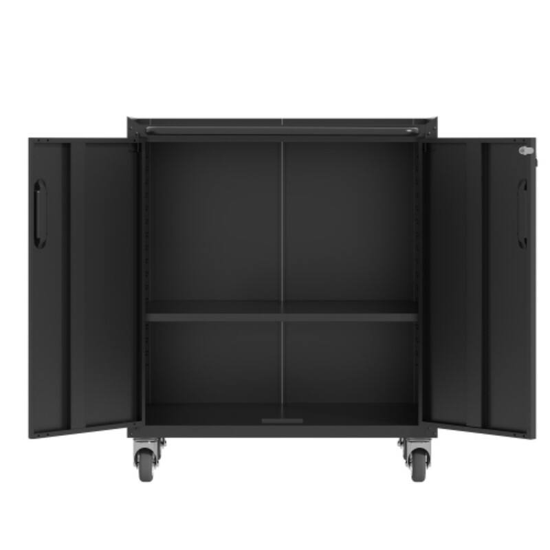 Alt View 1. ALEXOUN - Heavy-Duty Metal Garage Storage Cabinet with Wheels, Lockable and Adjustable Shelves for Garage, Office, Home - Black.
