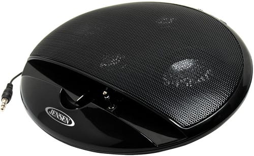 Jensen - SMPS-125 Portable Stereo Speaker - Phone/Tablet Stand - Aux Input (Black) - SPEAKERS - Multicolor