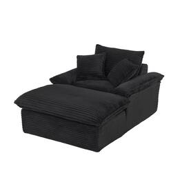 Z-Edge - 52" modern cushioned compression sofa with unique footrest design, lounge chair for any room or office -Black - Black