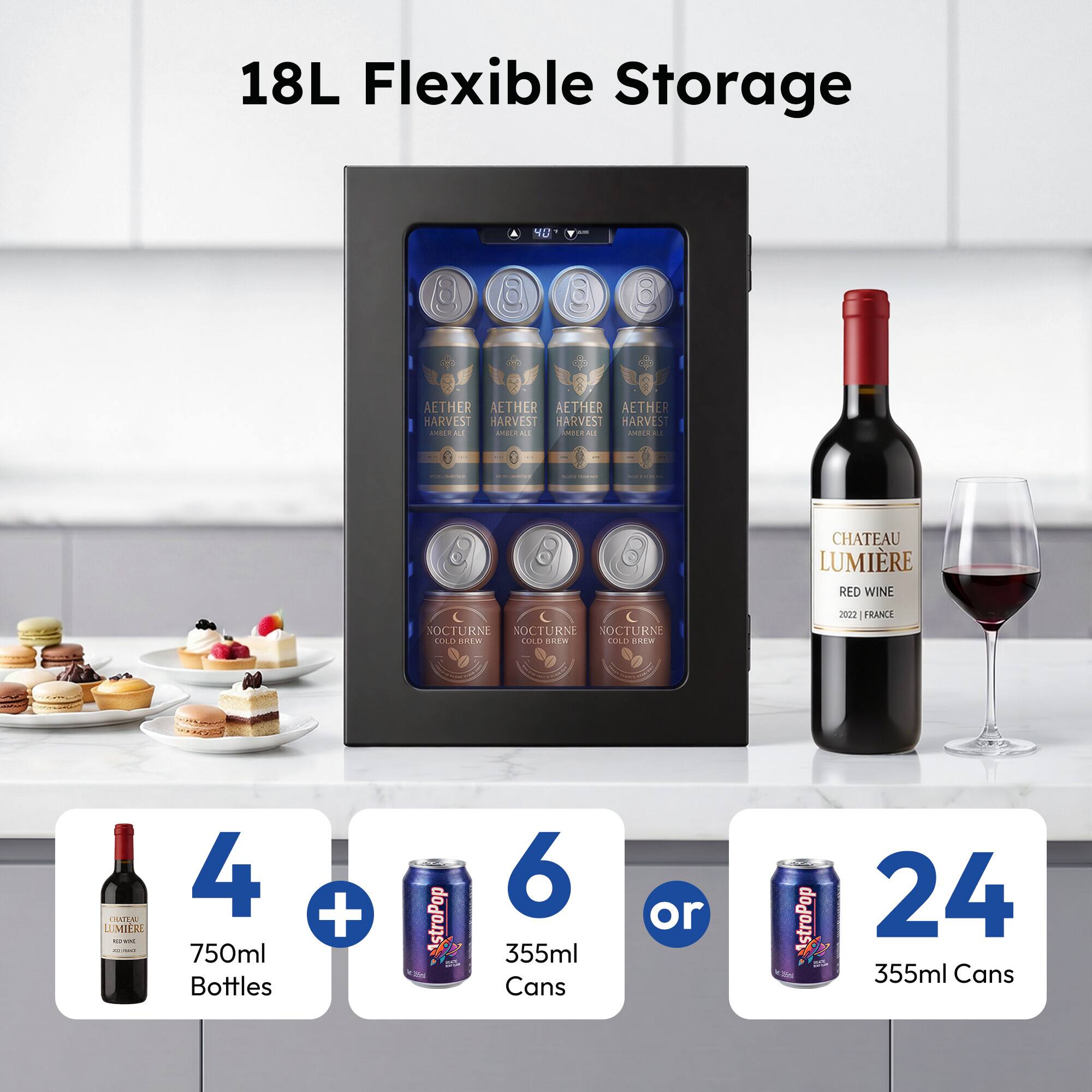 SIMZLIFE 0.6 cu. ft Beverage Cooler, 21 Can mini fridge , digital