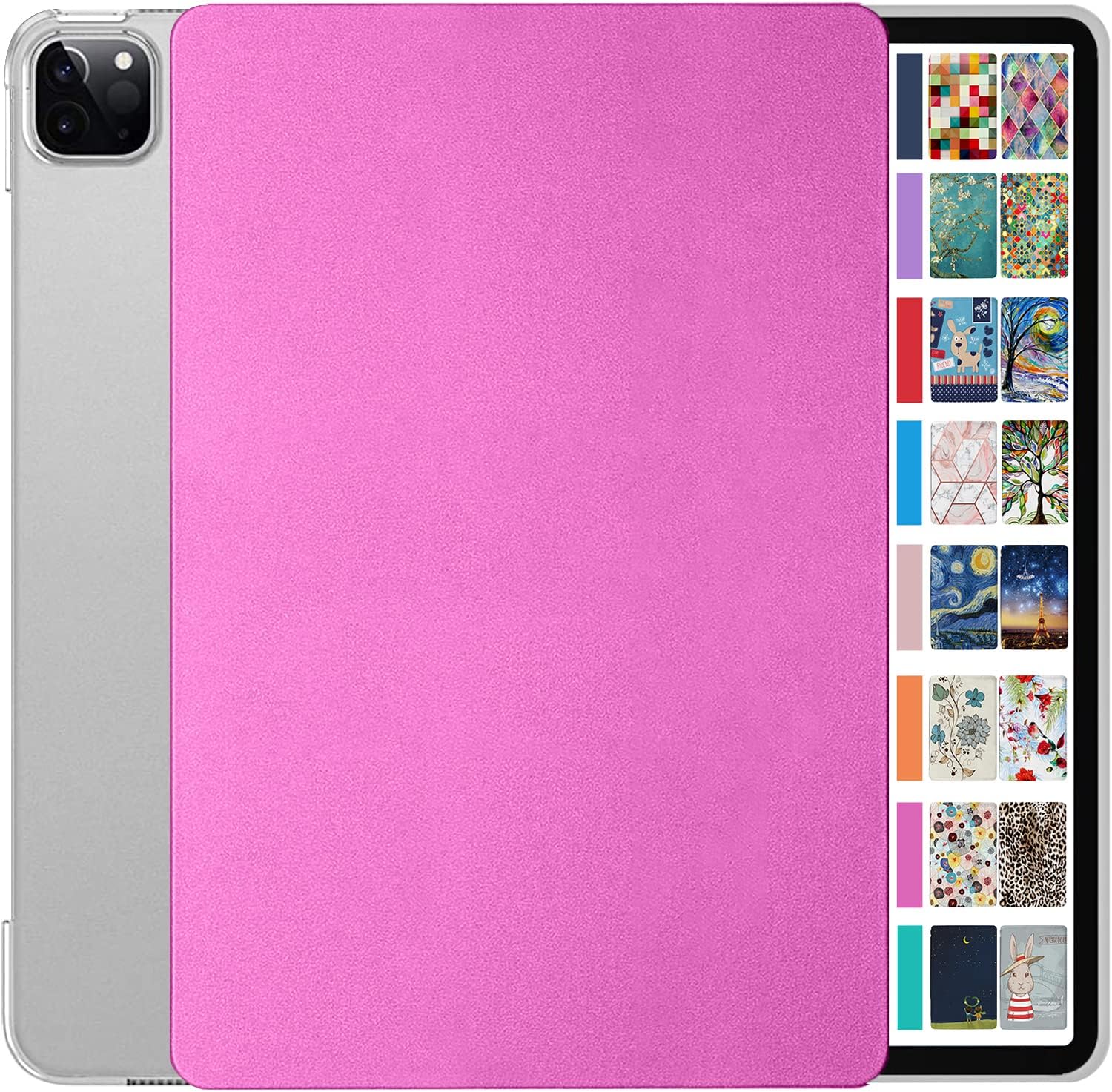 Front. DuraSafe Cases - iPad Pro 12.9" 5th/4th Gen 2021/2020 Slim PC-Back Case with Magnetic Stand A2229 A2069 A2232 A2233 A2378 A2461 A2379 - Pink.