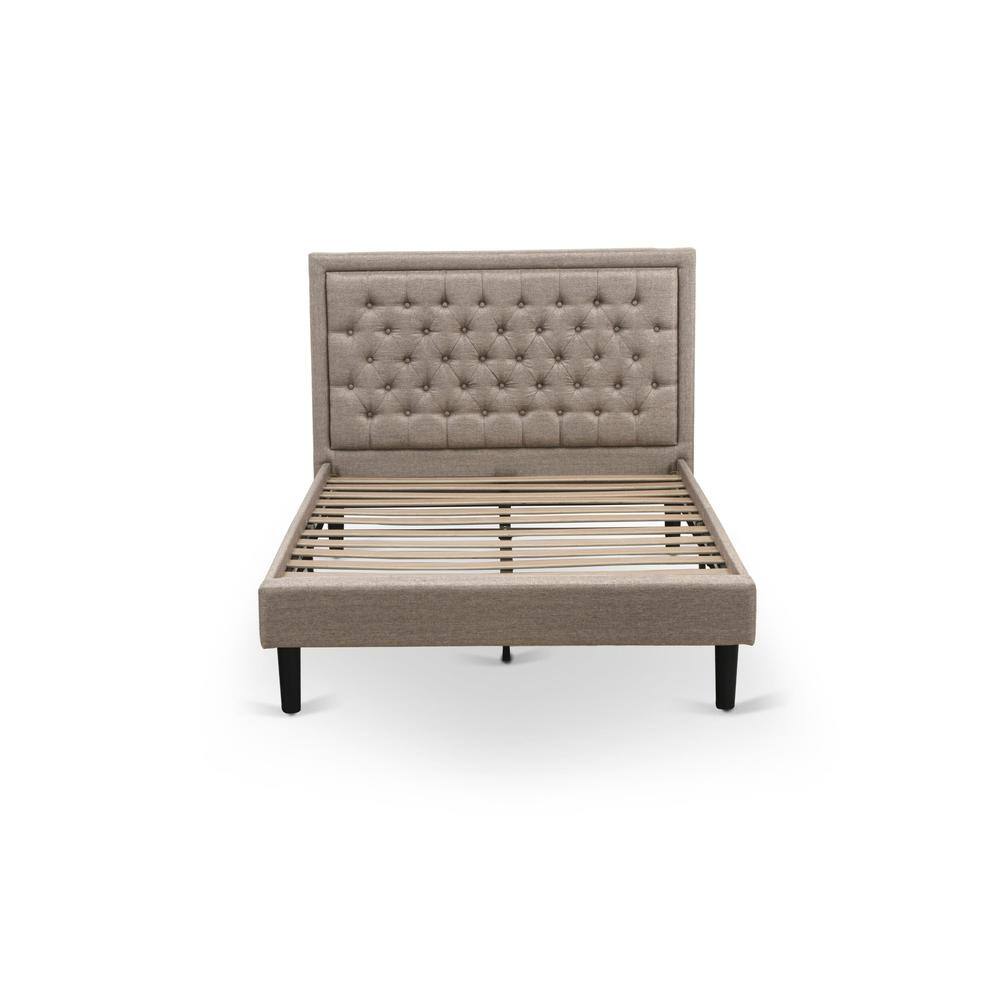 Alt View 2. East West Furniture - KD16F-1VL07 2 Pc Bedroom Set - Bed Frame Dark Khaki Headboard with 1 Nightstand Bedroom - Black Finish Legs - Dark Khaki.