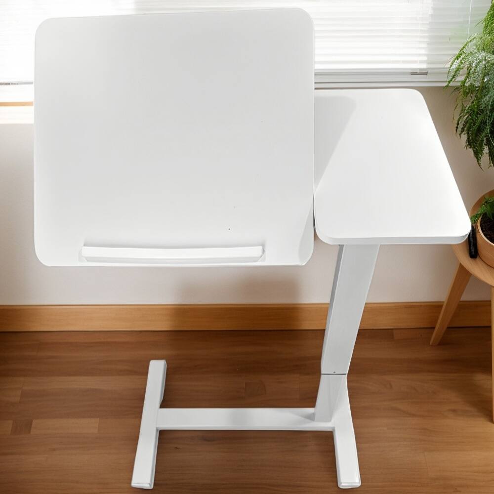 Alt View 7. Loheer - Loheer Overbed Desk Mobile Laptop Stand Adjustable Tray Table White - White.