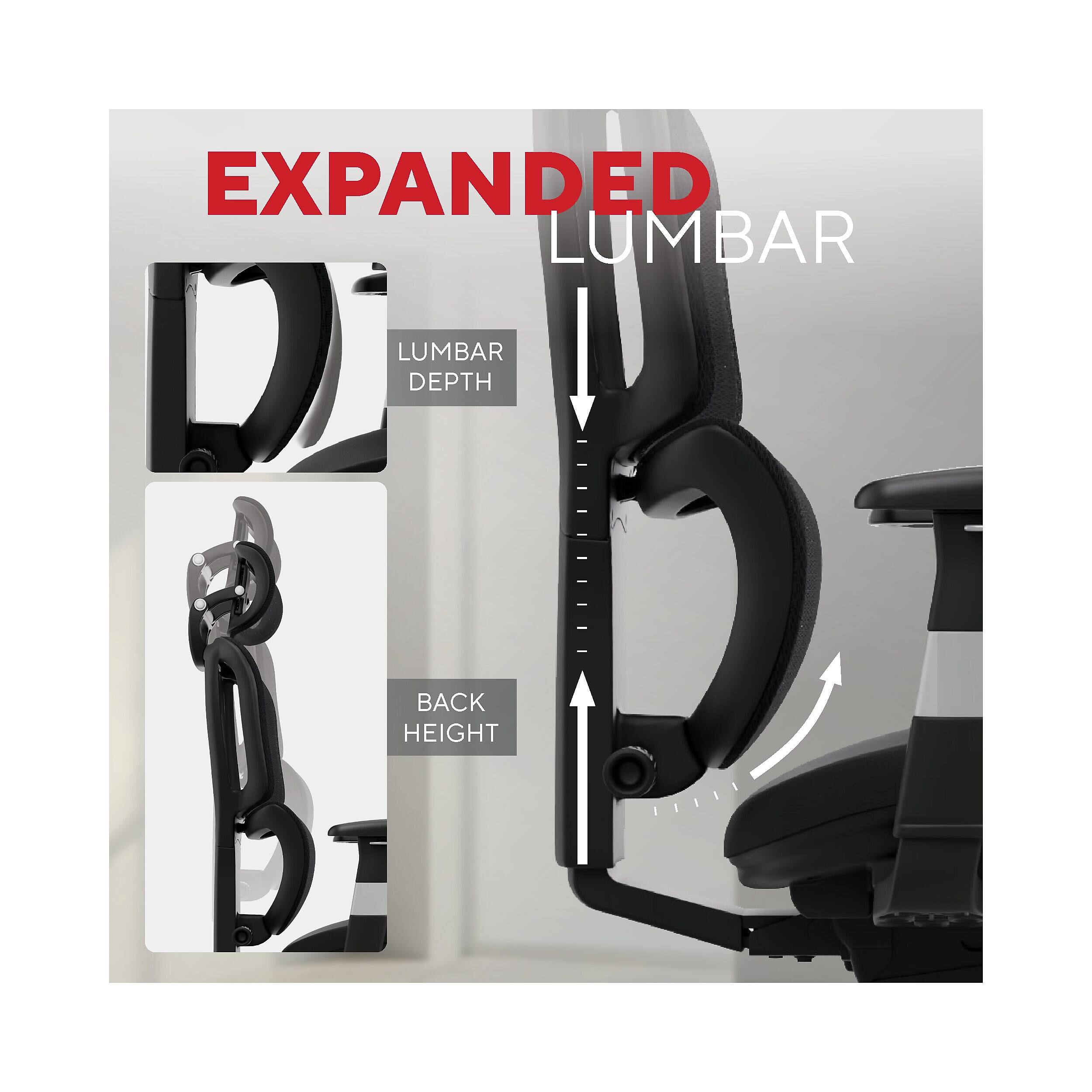 EXPANDED LUMBAR  
LUMBAR DEPTH  
BACK HEIGHT