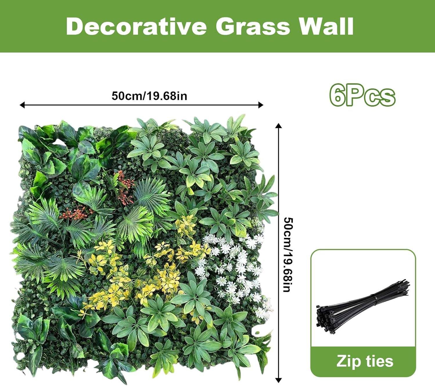 Decorative Grass Wall  
50cm/19.68in  
6Pcs  
Zip ties