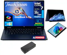HP - OmniBook X Flip 2-in-1 2-in-1 Laptop 14.0 WUXGA (Intel Ultra 7-256V, 16GB LPDDR5X, 1TB PCIe SSD, Win 11 Pro) - Atmospheric Blue
