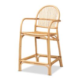 bali & pari - Tugera Modern Bohemian Natural Rattan Counter Stool - Natural Brown