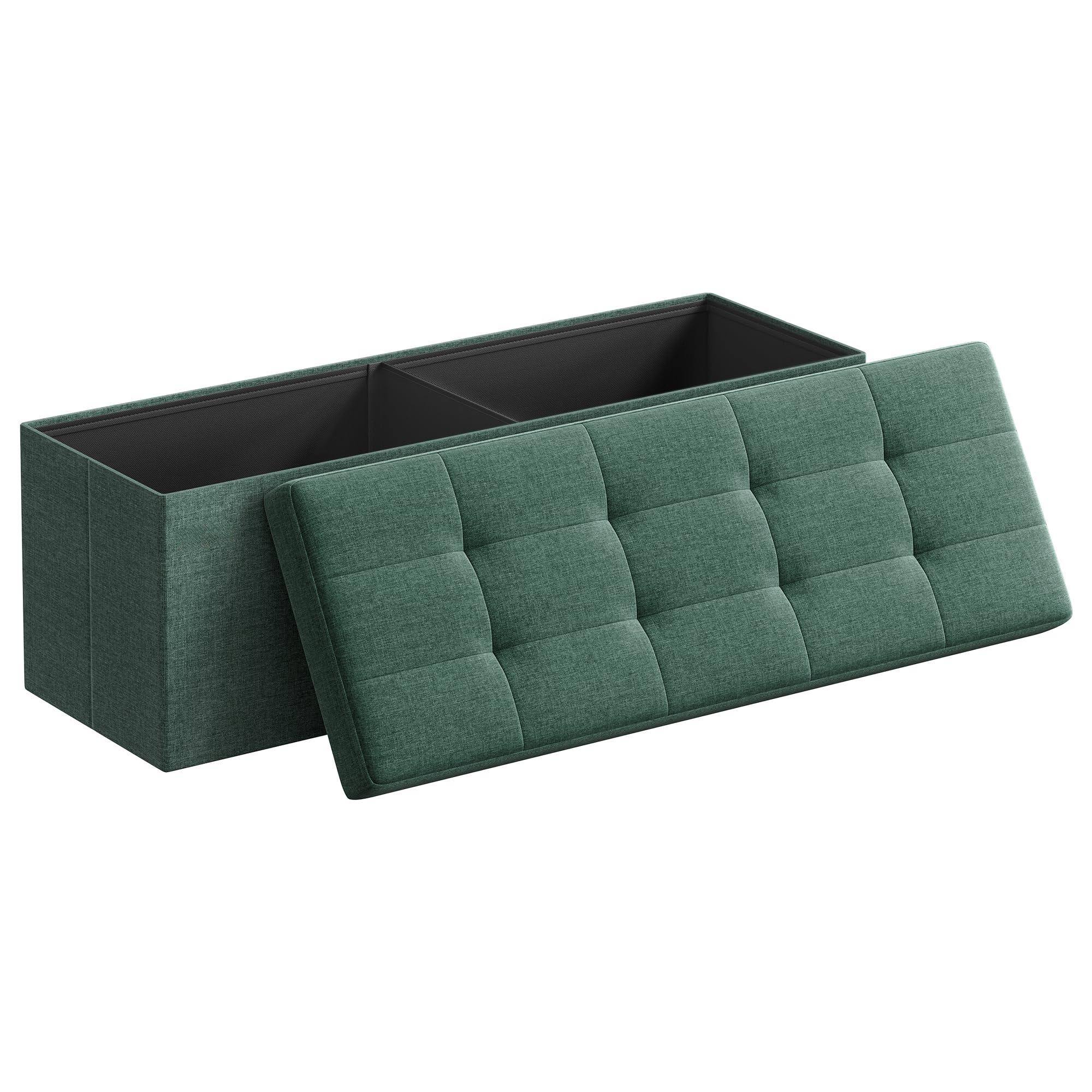 Front. Fabibe - Metal Bench Gray Collection Inches Folding Storage Ottoman Bench, Foot - Retro Green 15"D x 43"W x 15"H.