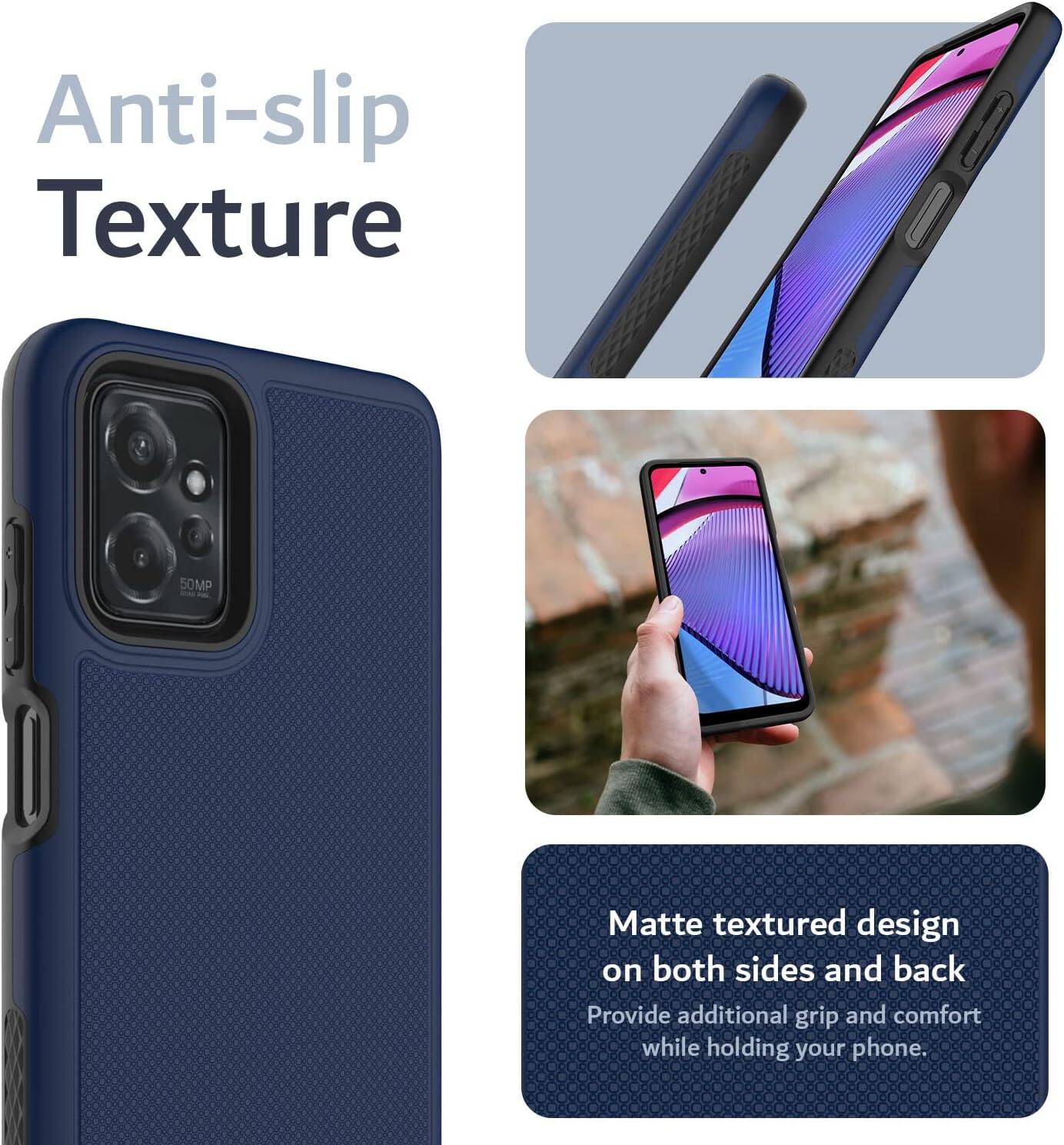 Anti-slip Texture

Matte textured design on both sides and back. Provide additional grip and comfort while holding your phone.