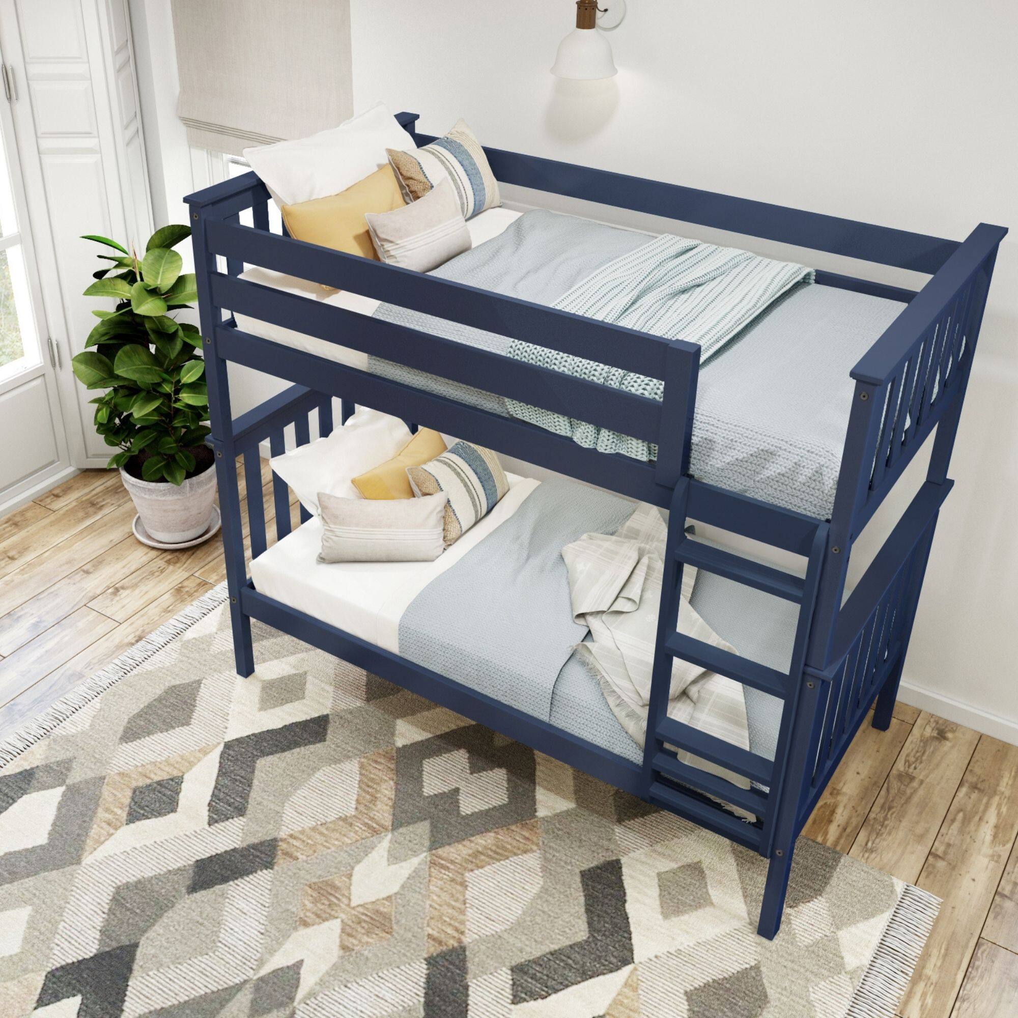Alt View 5. Plank+Beam - Classic Twin over Twin Bunk Bed, Blue - Blue.