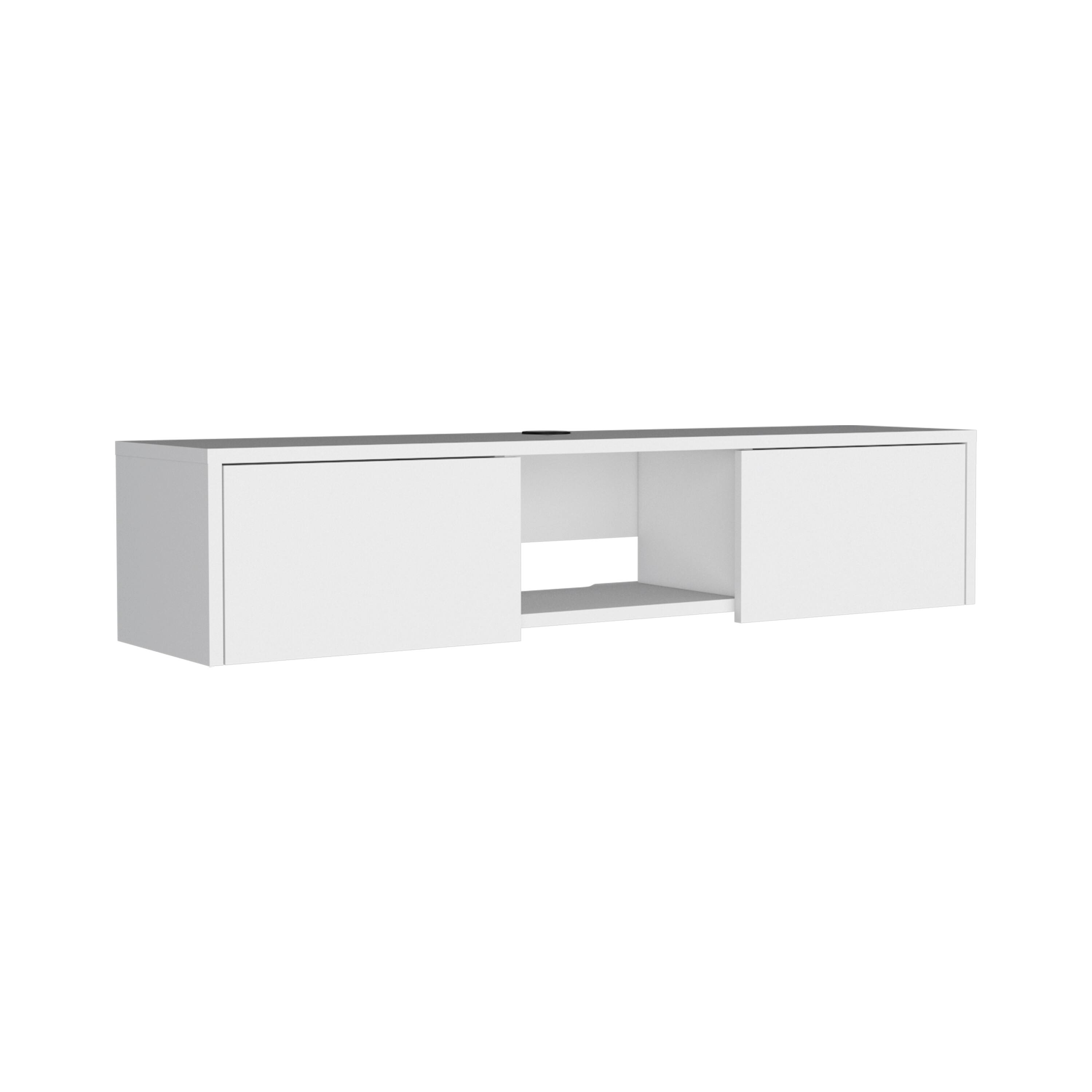 Angle. APRILSOUL - Adel Floating TV Stand Sleek Wall-Mounted Console with 2-Doors White - White.