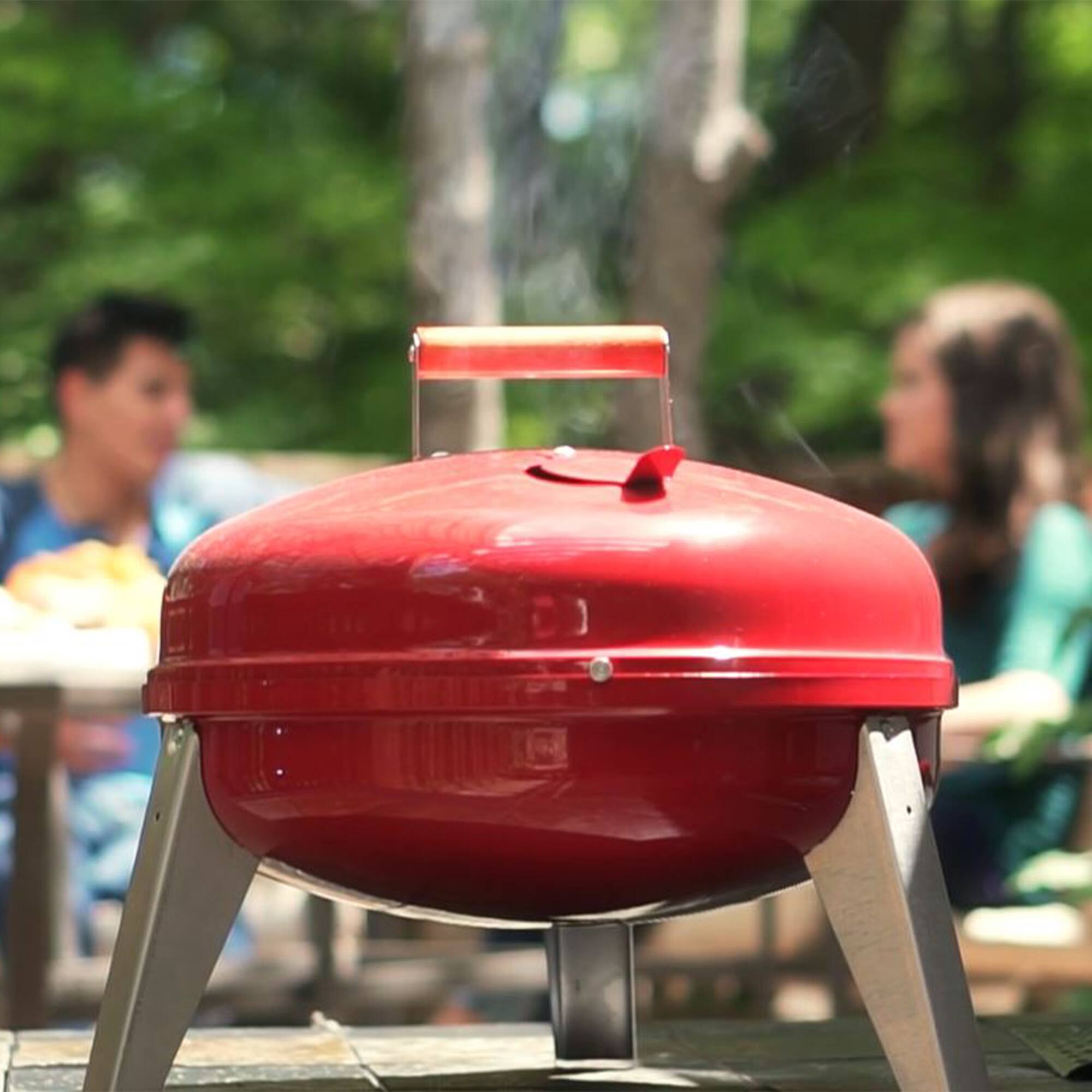 Alt View 3. Americana Grills - Americana Lock N Go Portable Charcoal Grill with Locking Hood and Bowl, Red - Red.