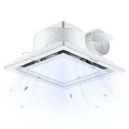 Unique Bargains - Bathroom Exhaust Fan with Light 12" Ultra Quiet 1.0 Sones 1200LM 5CCT Mounting Opening 10"x10" 140CFM Ceiling Mount - White