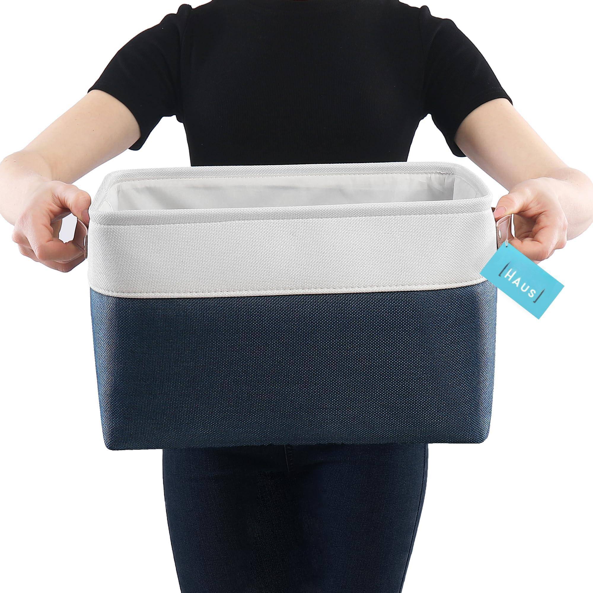 Alt View 3. Dapper Styles - Fabric Storage Baskets For Shelves 15x11in Closet Bins Cloth Organizing Linen Organizers Basket - - Beige / Off-White-Small - 6pc.