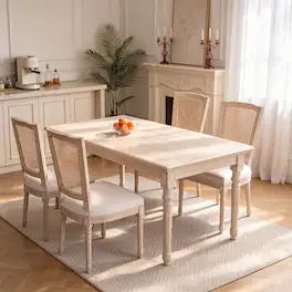 Loheer - French Country Dining Chairs Set of 2 Rattan Back - Beige